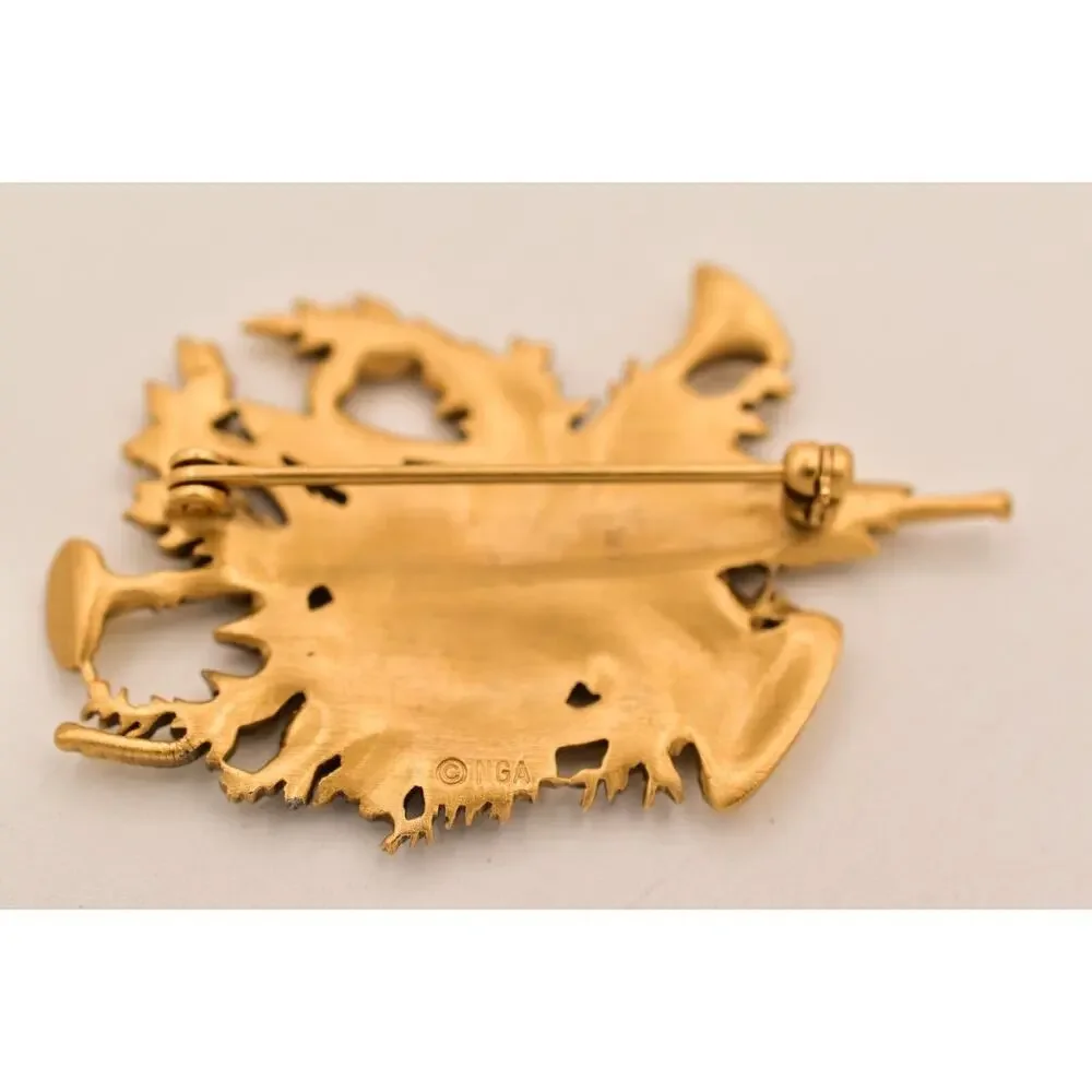 Vintage National Gallery of Art NGA Lyre Laurel Horns Forget Me Not Brooch BinBG